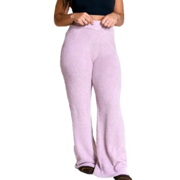 🆕 VICTORIAS SECRET PINK Sherpa sleep pants  Lavender High-Waisted Fleece Pants - Picture 1 of 5